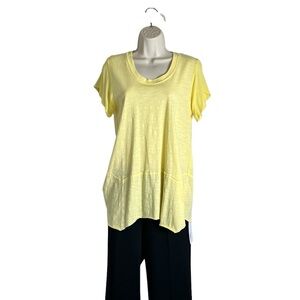 Soft Surroundings Scoop Neck Short Sleeve Lightweight Tee - Yellow - Medium
